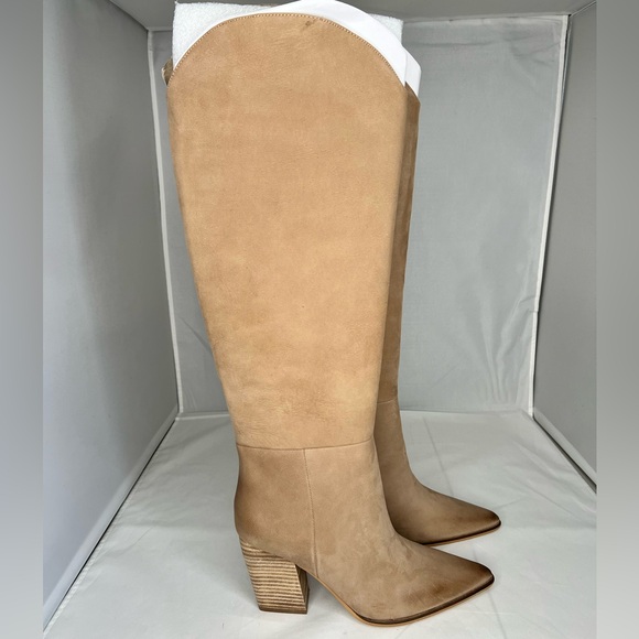 STEVE MADDEN CROFT TAN NUBUCK LEATHER POINTED TOE KNEE-HIGH BOOTS SIZE 6 NEW - Picture 9 of 10
